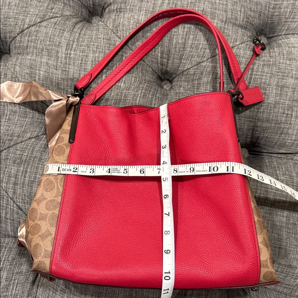 Coach Bag Dalton 31 Red Leather Signature Logo Shoulder Bag Wallet Set - Picture 17 of 17